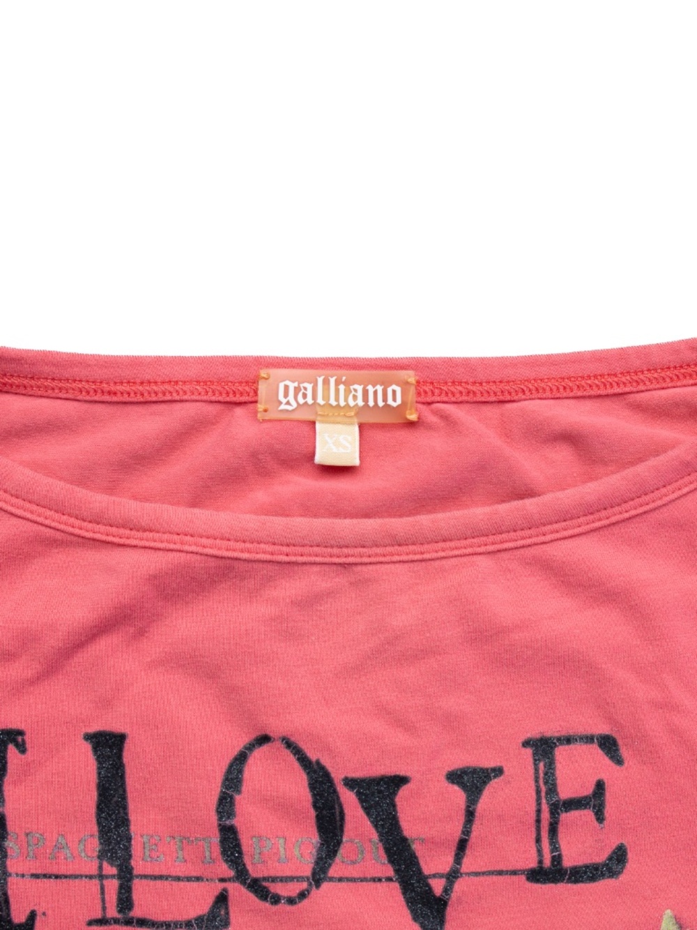 Galliano Women’s Pink "I love to write letters to John" Graphic top Size XS - Picture 5 of 8